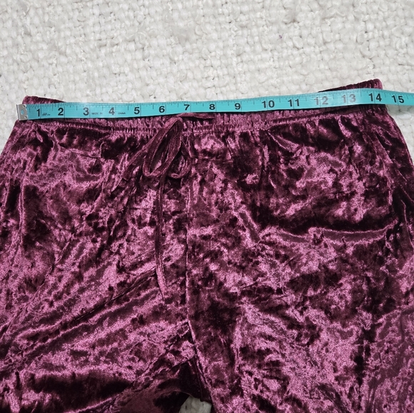 Rachel Zoe Crushed Velvet Lounge Pajama Pants Magenta Plum Medium - Picture 8 of 14